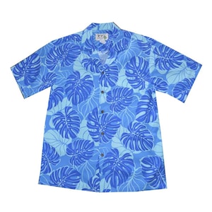Cotton Hawaiian Shirt for Men with Monstera Deliciosa Print | Made in Hawaii-USA Tropical Aloha Shirt | Beach Vacation Wear | Holiday Shirts