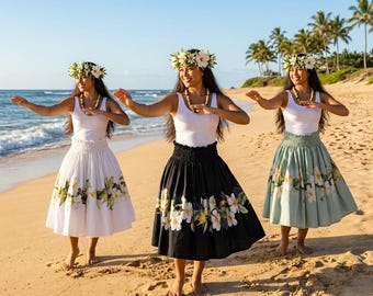 Hawaiian Paʻu Skirt – Hibiscus Shining Print, Handmade in Hawaii, Dance Performance