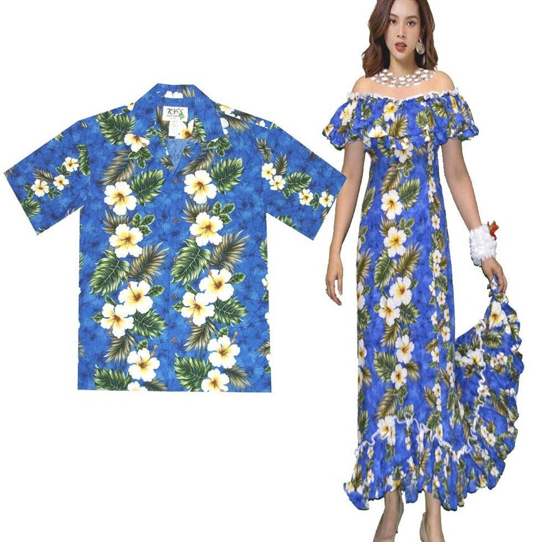Matching Hawaiian Couples Outfits – Aloha Shirt & Traditional Muʻumuʻu ...