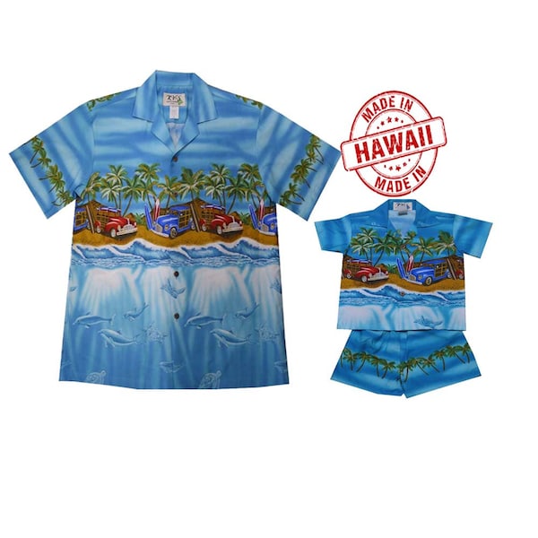Matching Father Son Hawaiian Shirt Set - Cream Rafelsia Print Luau Outfits With Shorts