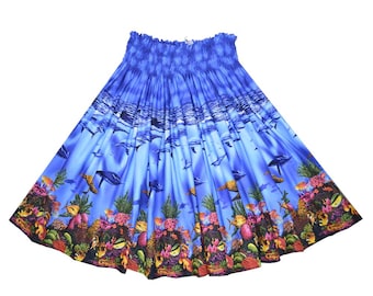 Handcrafted Hawaiian Hula Skirt, Aloha Dance Pau Skirt