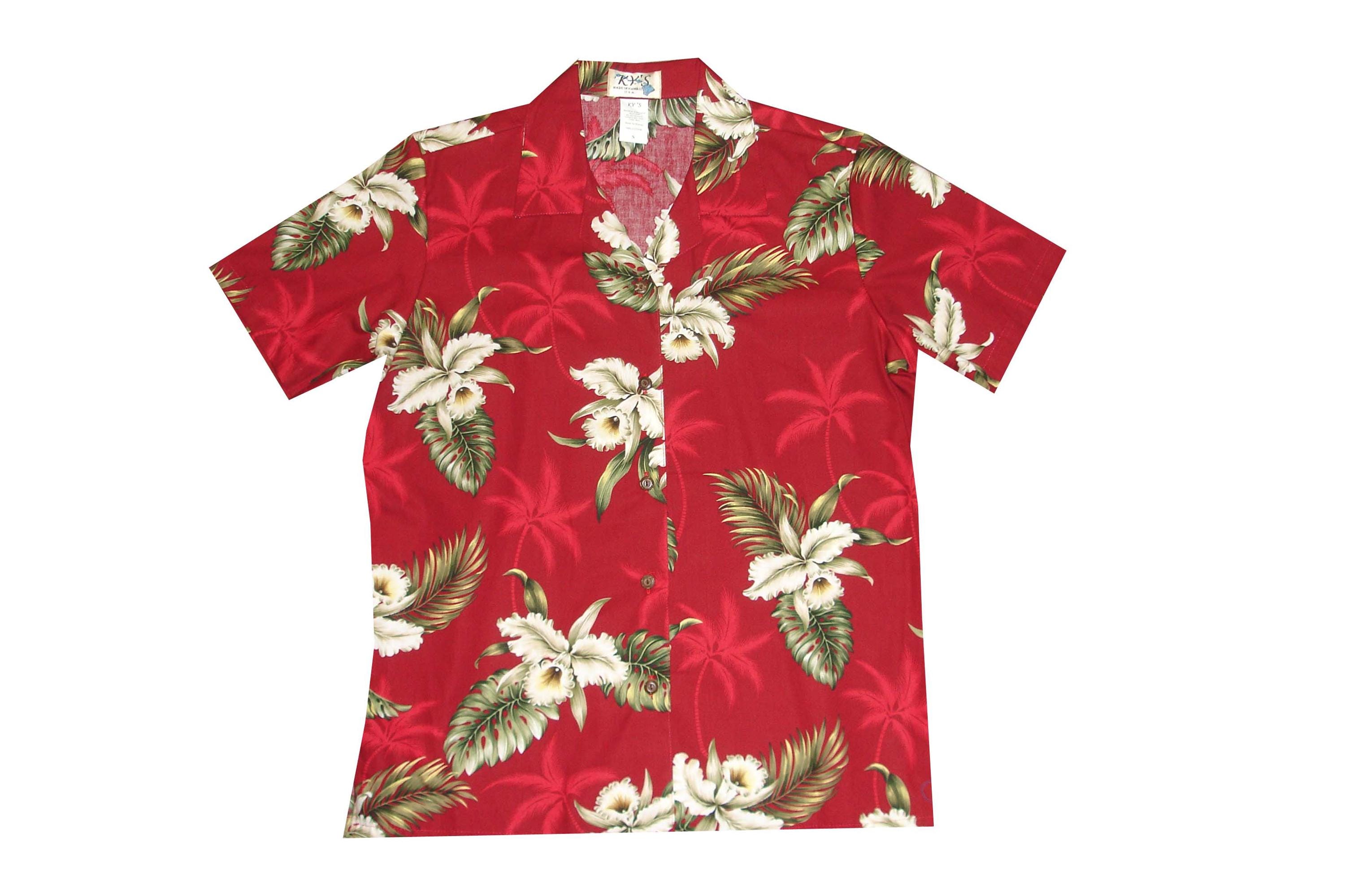 Baumwoll Hawaiihemd für Frauen Handgefertigt in Hawaii – Orchideen Blumen Muster | Authentisch Aloha Beach Shirt | Perfektes Geschenk für besondere Anlässe