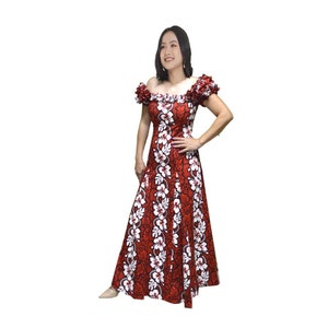 Hawaiian Muumuu Wedding Dress Adorned with White Hibiscus - Embracing the Hawaiian Wedding Dress Code in Style