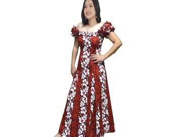 Hawaiian Muumuu Wedding Dress Adorned with White Hibiscus - Embracing the Hawaiian Wedding Dress Code in Style