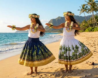 Handmade Hula Paʻu Skirt: Tropical Palm Tree Hawaiian Dancewear