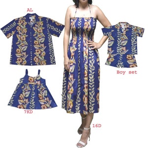 Handmade Hawaiian Family Matching Outfits: Hibiscus Shirt & Dress