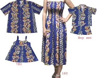 Handmade Hawaiian Family Matching Outfits: Hibiscus Shirt & Dress