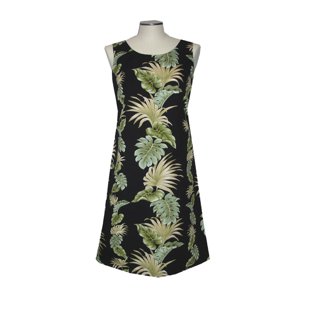 Hawaii Leaf Hawaiian Midi Length Dress Hawaiian Summer Dresses Made in