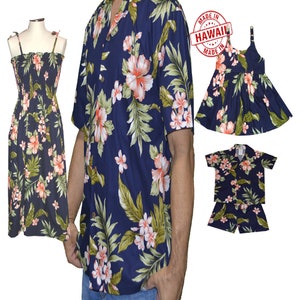 Matching Family Outfits Made in Hawaii -USA | Matching Family Hawaiian Outfits in Red Hibiscus | Family Hawaiian Outfits | Aloha Shirts