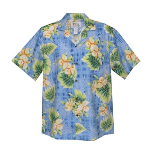 Women&#39;s Hawaiian Cotton Shirt: Orchid Floral Print Aloha Shirt