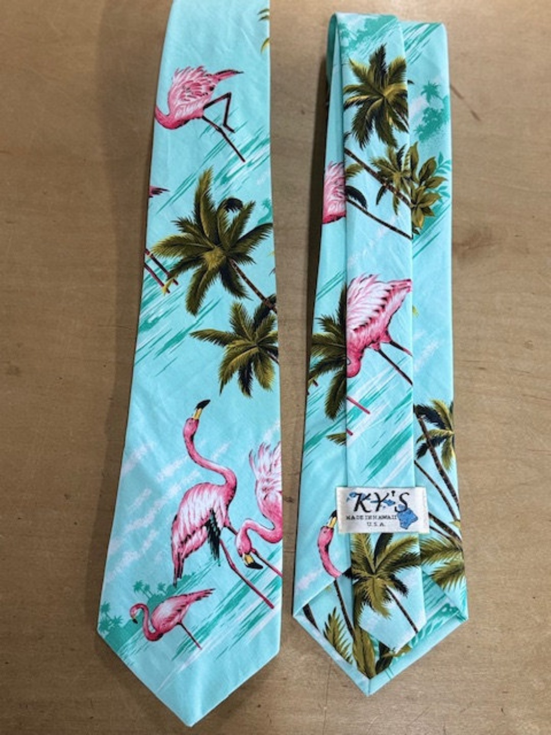 Ky's Hawaiian Handcrafted Flamingo Print Neck Ties Authentic Hawaiian ...
