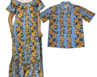 Hawaii-crafted Long Muumuu Dress With Puff Sleeves, Elegant Design