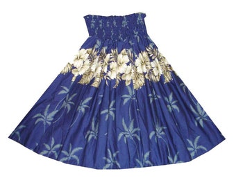 Handmade Hibiscus Print Hula Skirt - Hawaiian Cotton Luau Outfit