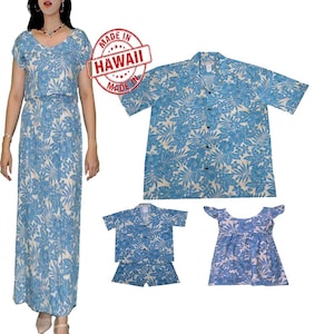 Hawaiian Family Outfits Handmade in Hawaii -USA | Matching Couple Summer Shirt & Dress Pupukea Hibiscus