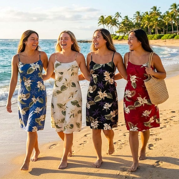 White Orchid Hawaiian Dress Women - Cotton Poplin Sundress, Spaghetti Strap Summer Beach Dress, Exclusive Floral Print Made in Hawaii USA White Orchid Hawaiian Dress Women - Cotton Poplin Sundress, Spaghetti Strap Summer Beach Dress, Exclusive Floral Print Made in Hawaii USA