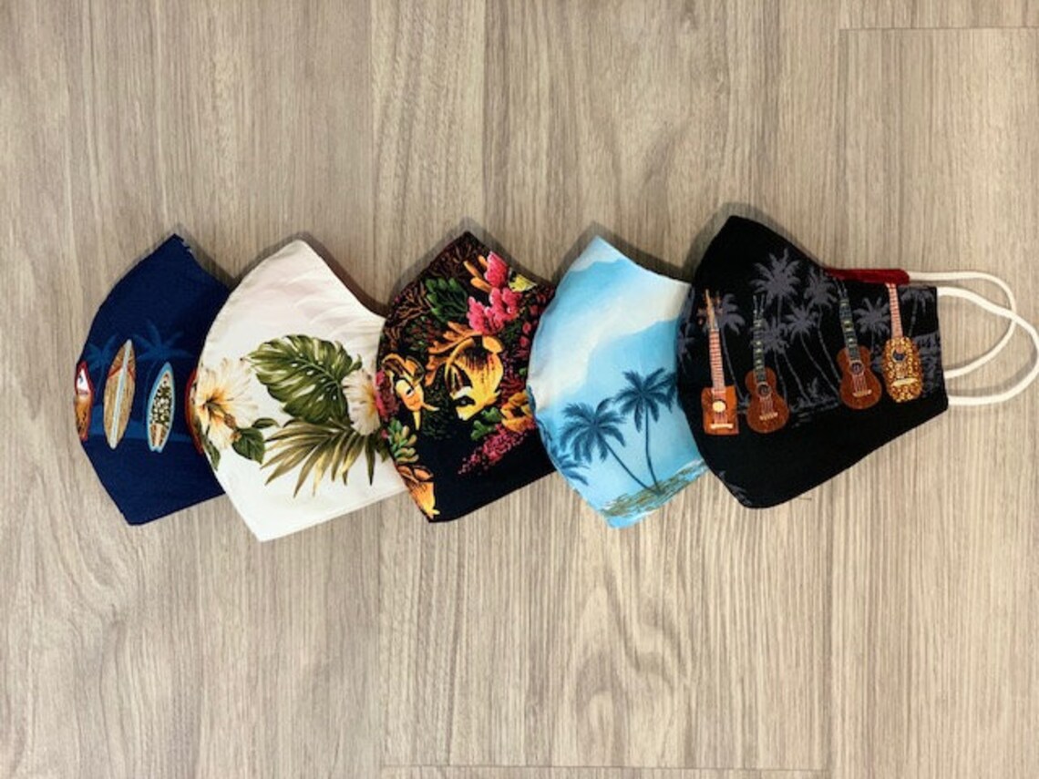 Hawaiian masks made in Hawaii High Quality Cotton Hawaiian Etsy