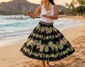 Hawaiian Hula Pa'u Skirt Handmade in Hawaii | Traditional Hula Dancewear | Floral Polynesian Dance Costume | Cotton Luau Outfit
