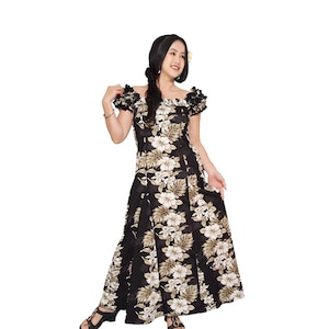 Chic Hawaiian-Made Wedding Muumuu Dresses with Blue Hibiscus Floral Dance Dress Design - Perfect for the Stylish Bride