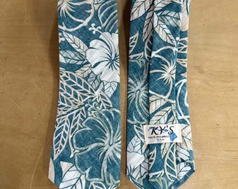 Handmade Hawaiian Floral Necktie | 100% Cotton Aloha Wedding Tie | Tropical Floral Men’s Tie | Made in Hawaii Gift for Him by Edens Hawaii