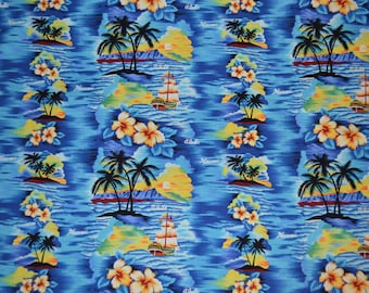 Exclusive Design Hawaiian Fabric 100% Cotton -Hawaii Sunset | Sold by the Yard Fabric Honolulu