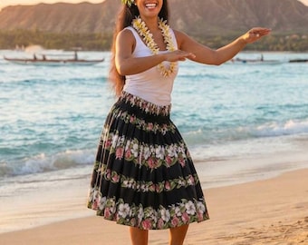 Hula Pa'u Skirt Made in Hawaii | Hawaiian Floral Dance Skirt | Polynesian Costume | Luau Party Outfit for Women