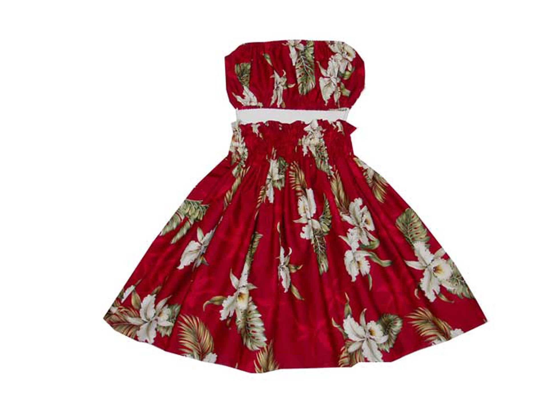 Handcrafted Orchid Hula Skirt - Hawaiian Cotton, Kids Size