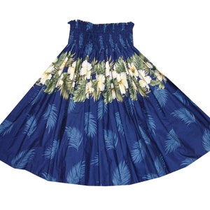 White Hibiscus Paʻu Skirt – Cotton Hawaiian Hula Skirt Handmade by Edens Hawaii | Traditional Luau Dance Costume | Hula Dance or Gifts