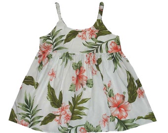 Plumeria Hibiscus- 100% Cotton Baby Girl Hawaiian Dress Made In Hawaii| Summer Dress for little girl | Hawaiian dress for girl