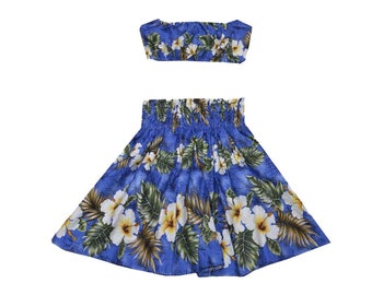 Child Hula Skirt | Pa&#39;u Skirt 100% Cotton Made in Hawaii | Yellow  Hibiscus Dance Skirt Made in Hawaii