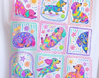 Dachshund  Dogs Neon Stamp PNG, Colorful Weeniedog Gift, Sausage Dog Shirt Design, Wiener Dog File, everyday designs, trending bestseller