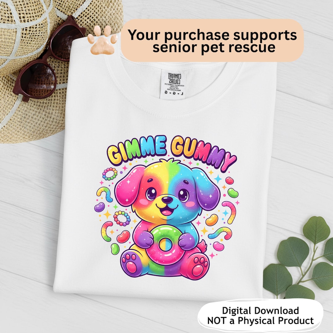 Gummy Bear Dog Design PNG, Jelly Candy Shirt File, Rainbow Dog, Gimme ...
