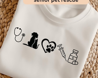 Minimalist Vet Tech PNG, Veterinarian Employee design, Vet Tech Week Gift, Vet Med Gifts, Future vet, stethoscope, shot, meds, paw prints