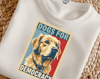 Pro Democracy Dog Political Statement PNG, "Dogs for Democracy", 300 dpi Digital Design file, Funny Activist Tee PNG, Unique protest design