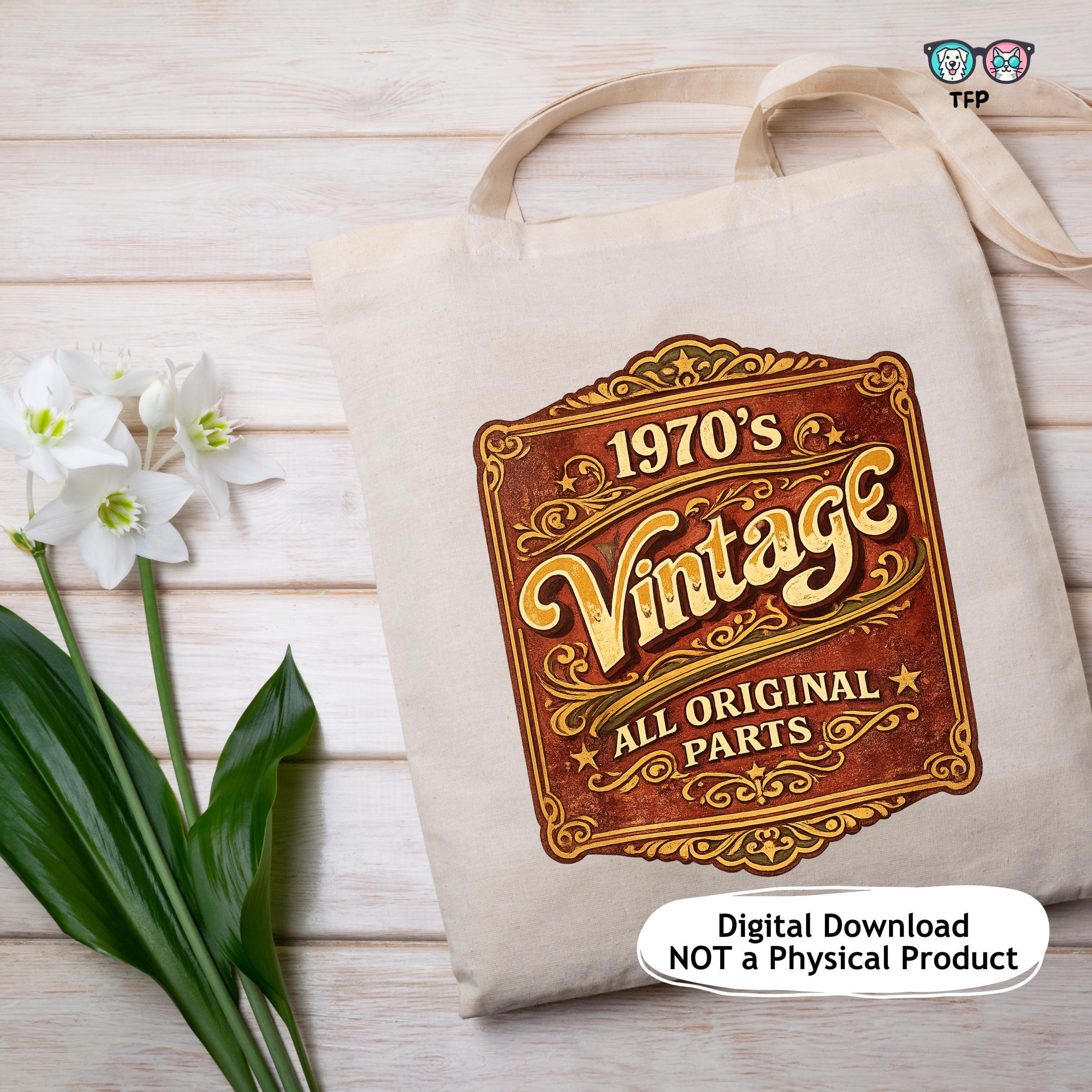 1970s Vintage All Original Parts Retro Badge PNG, 70s Nostalgia Graphic ...