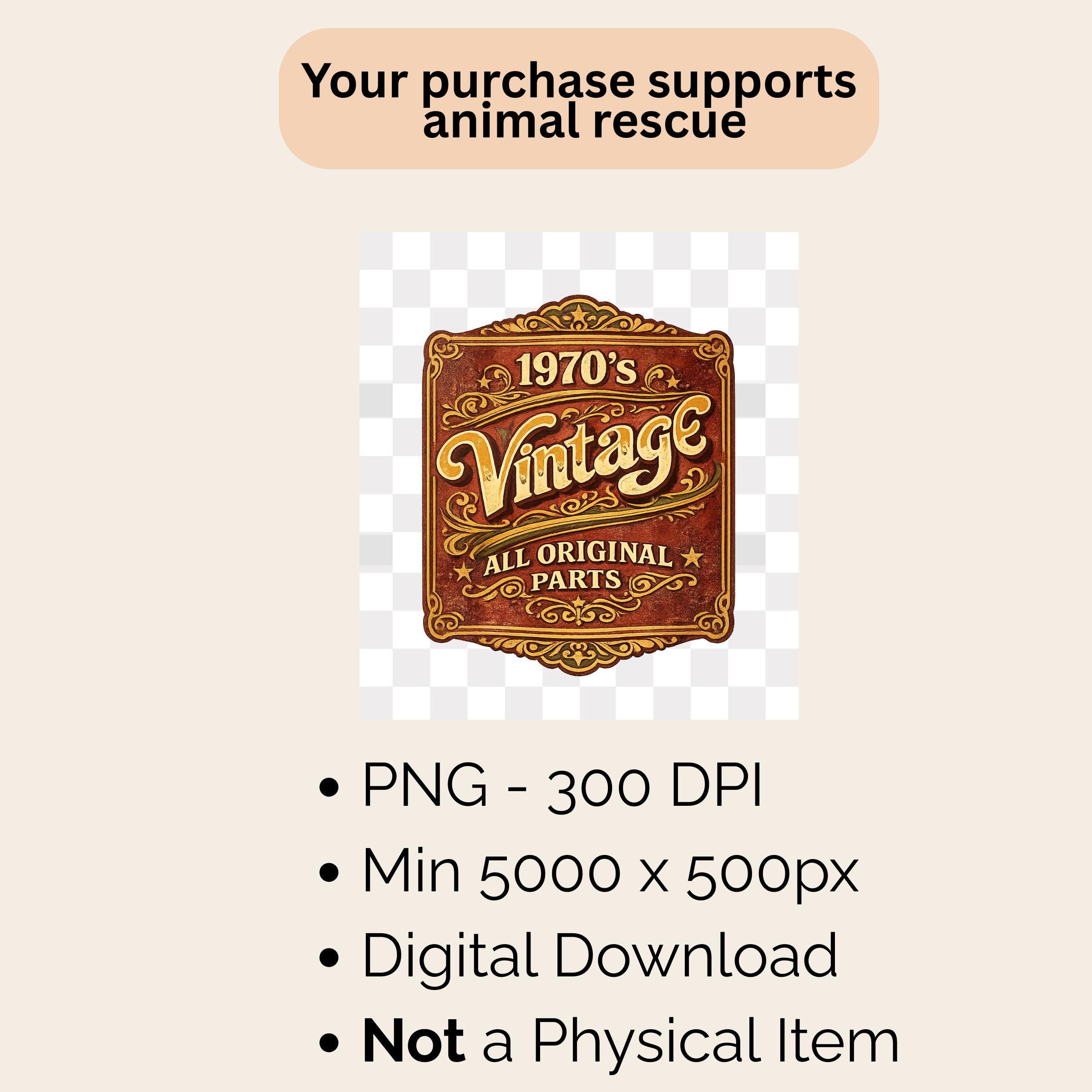 1970s Vintage All Original Parts Retro Badge PNG, 70s Nostalgia Graphic ...