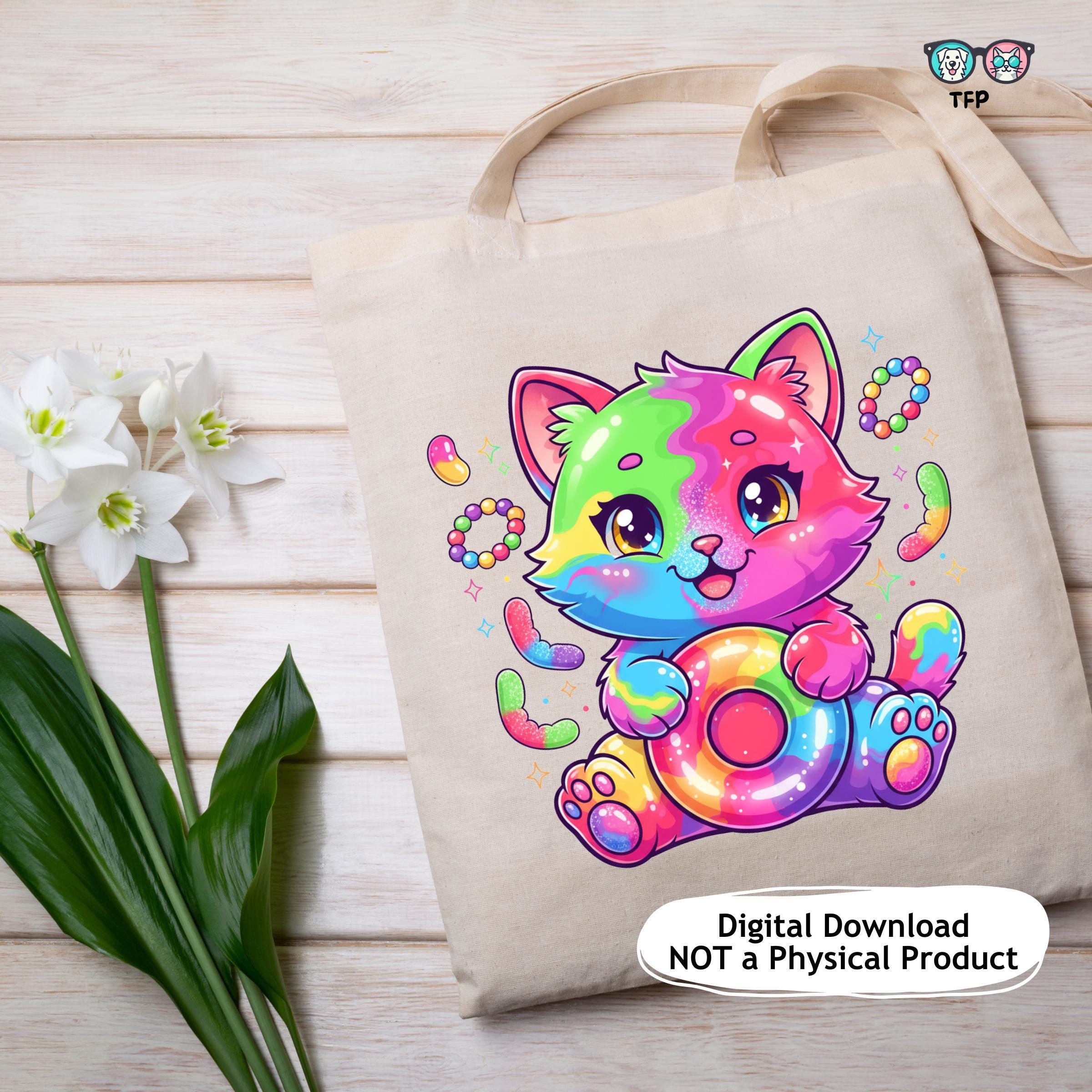 Gummy Bear Cat Design PNG, Jelly Candy Shirt File, Rainbow Cat, Gimme ...