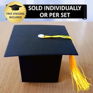 Cajas de regalo para birretes de graduación, juego de cajas de regalo para fiestas de graduación en 3D, caja de regalo para birretes de graduación, caja de regalo para birretes de graduación de cartón negro con borla