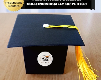 Geschenkboxen für Abschlussfeiern, 3D-Abschlussfeier-Geschenkboxset, Geschenkbox für graduierte Kappen aus schwarzer Pappe