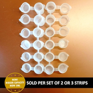 Paint container strips sets 5ml with lids -6 pots per strip, paint storage cups,plastic paint pots for painting projects,reusable paint jars