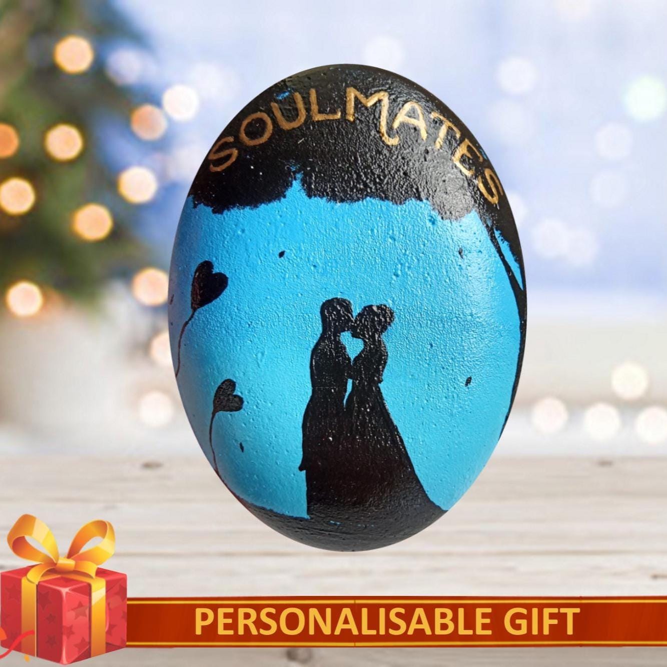 Large hand-painted rock married couple, custom painted rock anniversary gift, painted stone wedding gift, newlyweds personalisable gift