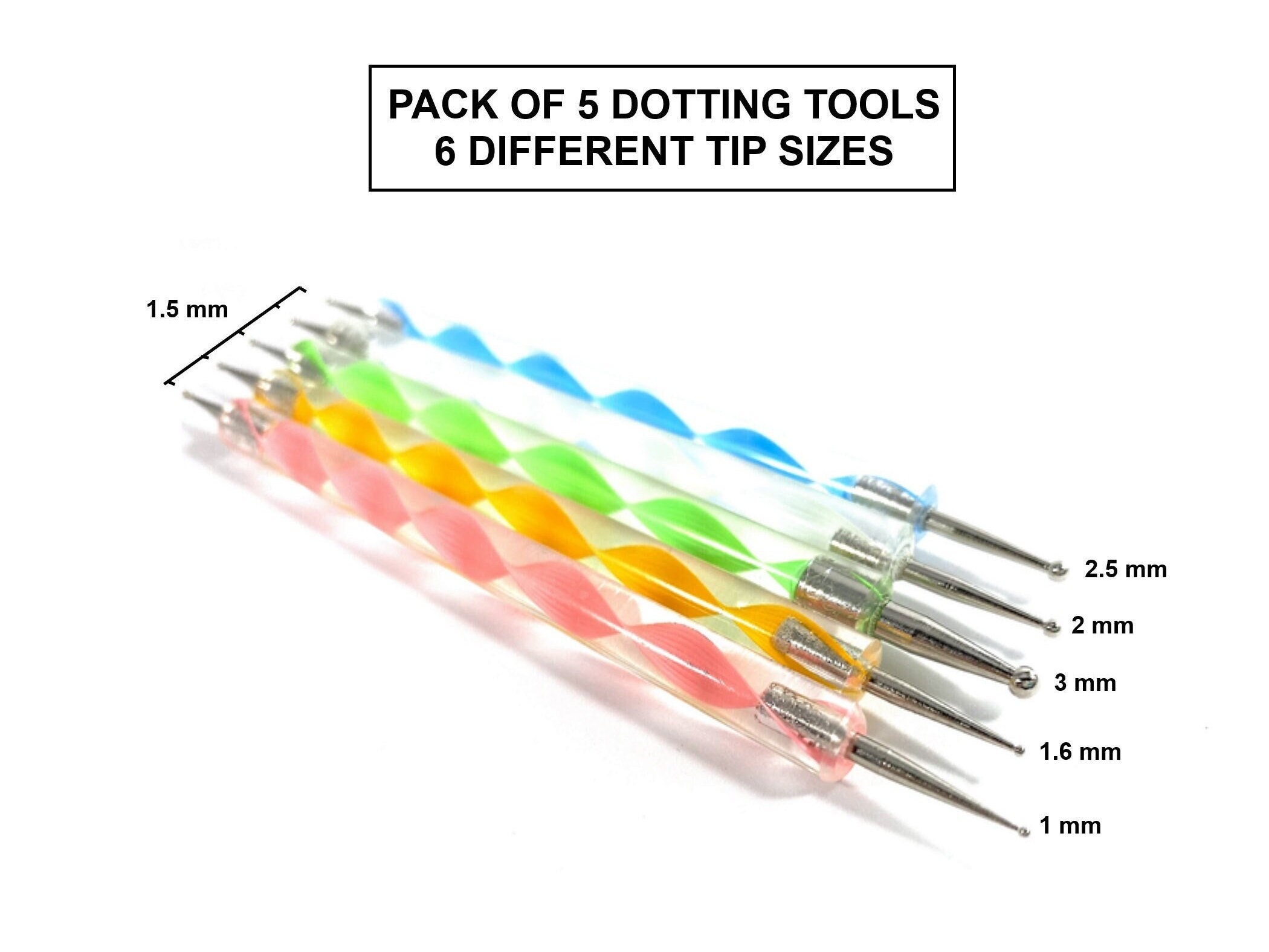 Nail Art and Polymer Clay Dotting Tool, Set of 5 pigment Tower 