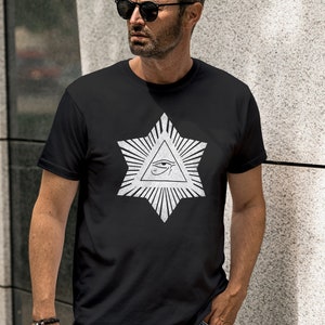 Hexagramm, Auge des Horus, Aleister Crowley, Okkultes Symbol, Unisex T-shirt