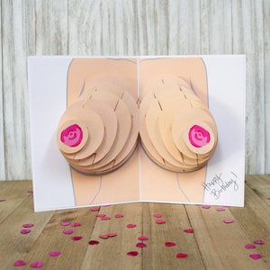 Biglietto d'auguri con tette sexy / Pop-up 3D con tette, biglietto d'auguri per compleanno, San Valentino, anniversario, regali per lui, marito, fidanzato