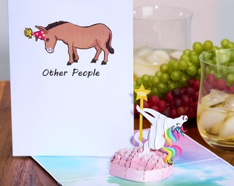 Unicorn Birthday Card | Funny Dancing Unicorn Pop Up Celebration Greeting Card for Her, Bestfriend, Coworker | 30th, 40th, 50th, 60th, 70th