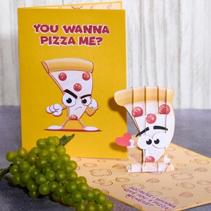 Divertente biglietto pop-up per pizza / Biglietto per anniversario e San Valentino / Ti amo, regalo per gli amanti della pizza, matrimonio, mi manchi, simpatico regalo di auguri romantico