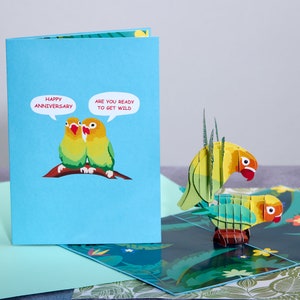 Funny Anniversary Card | Pop Up Love Birds Greeting Card | Naughty I Love You Card for Him, Husband, Boyfriend | Romantic Card for Couples