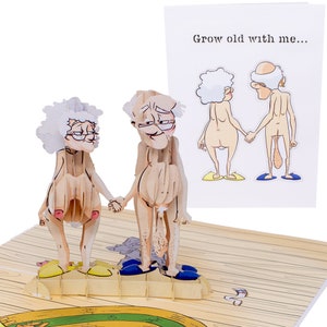 Funny Anniversary Card | Naked Couple Grow Old with Me Greeting Card for Husband | Valentines Day Card | Wedding I Love You Forever & Always