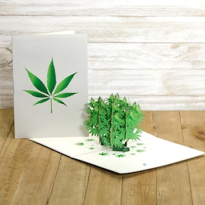 Divertente biglietto di auguri di compleanno per erba / biglietto di auguri pop-up 3D sulla cannabis / regalo 420 Friendly per stoner, fumatori / biglietto di auguri per la marijuana, festa della droga