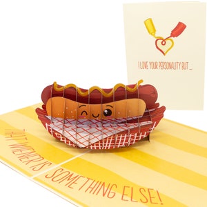 Funny Anniversary Card | Weiner Hotdog 3D Pop Up Greeting Card | I Love You Celebration Wedding Gift for Him, Husband, Men | Valentines Day