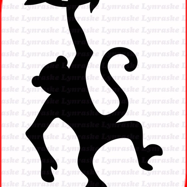 Hanging Monkey Silhouette SVG, svg, dxf, Cricut, Silhouette Cut File, Instant Download